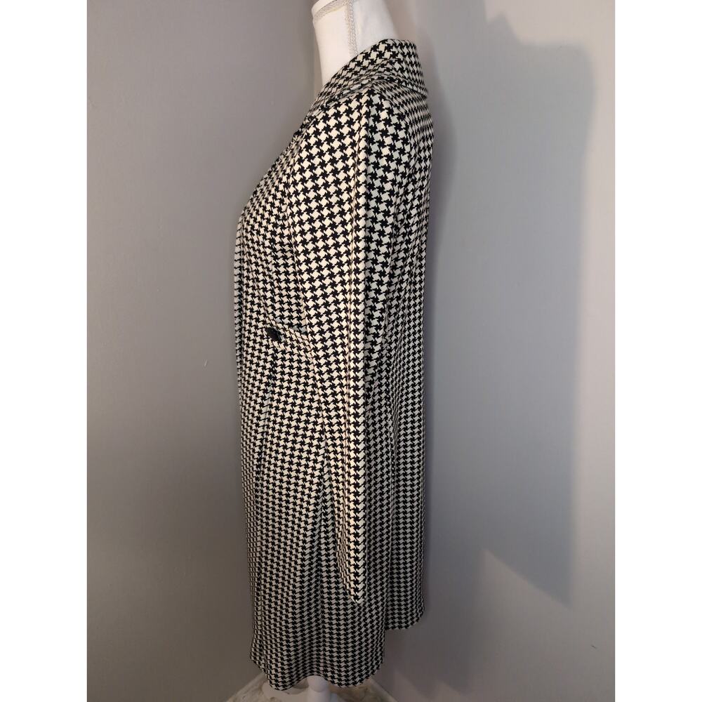Julian Taylor NY chic statement houndstooth black and ivory sz 8 coat - Picture 2 of 10
